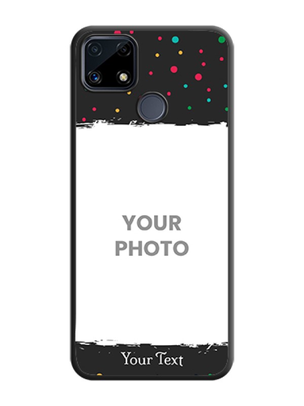 Custom Multicolor Dotted Pattern with Text on Space Black Custom Soft Matte Phone Back Cover - Realme C25 - alternate view