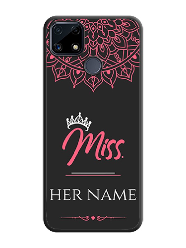 Custom Mrs Name with Floral Design on Space Black Personalized Soft Matte Phone Covers - Realme C25 - alternate view