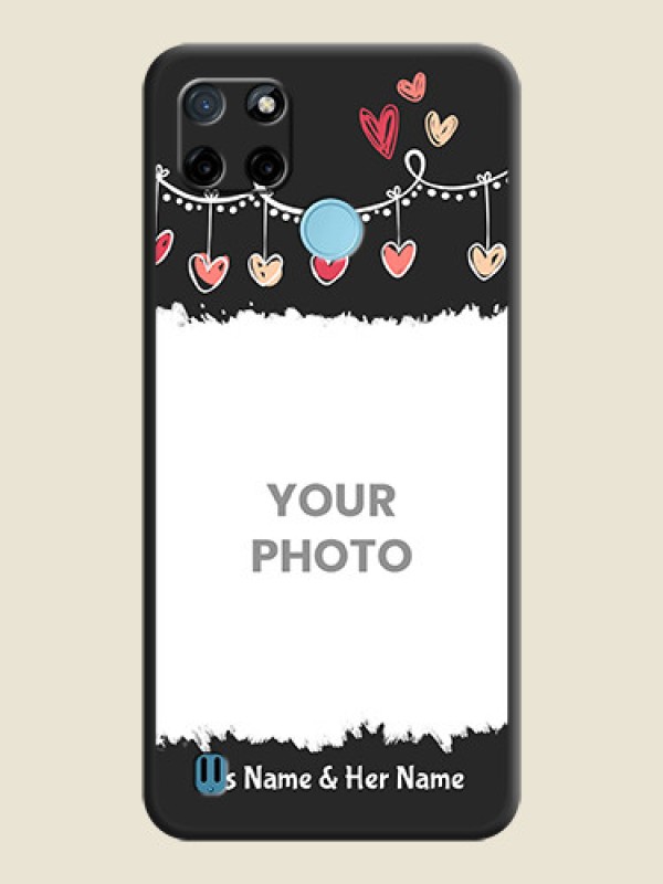 Custom Pink Love Hangings with Name on Space Black Custom Soft Matte Phone Cases - Realme C25_Y - alternate view