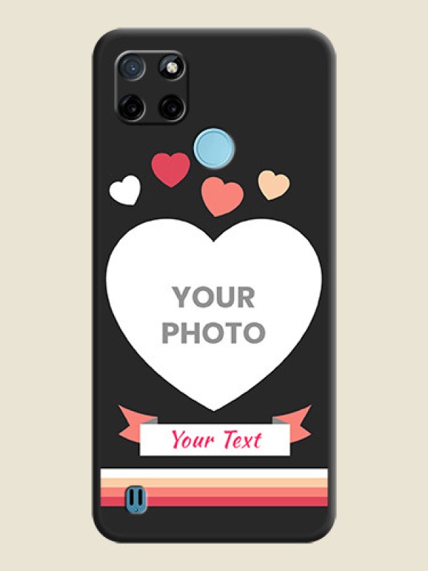 Custom Love Shaped Photo with Colorful Stripes on Personalised Space Black Soft Matte Cases - Realme C25_Y - alternate view