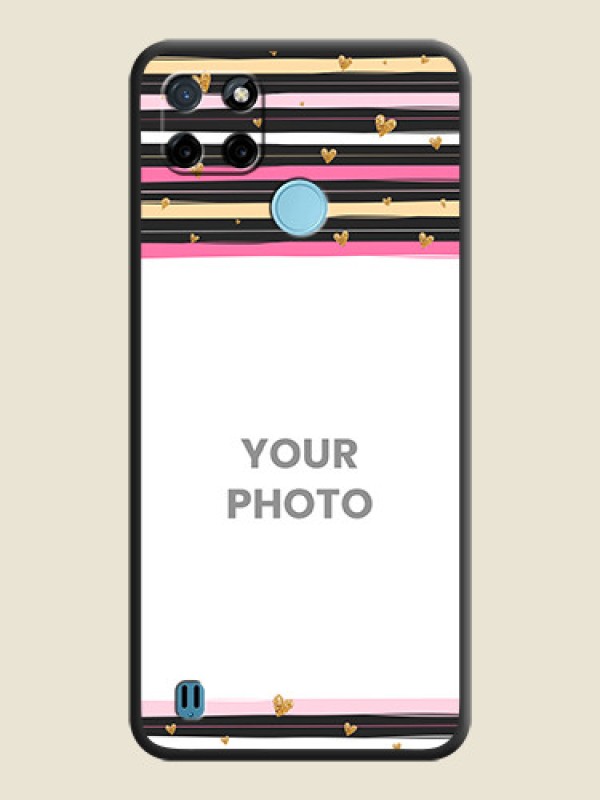 Custom Multicolor Lines and Golden Love Symbols Design on Photo on Space Black Soft Matte Mobile Cover - Realme C25_Y - alternate view