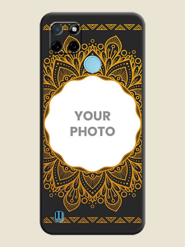 Custom Round Image with Floral Design on Photo on Space Black Soft Matte Mobile Cover - Realme C25_Y - alternate view