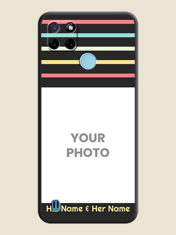 Custom Color Stripes with Photo and Text on Photo on Space Black Soft Matte Mobile Case - Realme C25_Y - alternate view