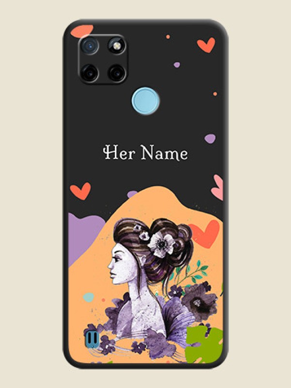 Custom Namecase For Her With Fancy Lady Image On Space Black Personalized Soft Matte Phone Covers -Realme C25_Y - alternate view