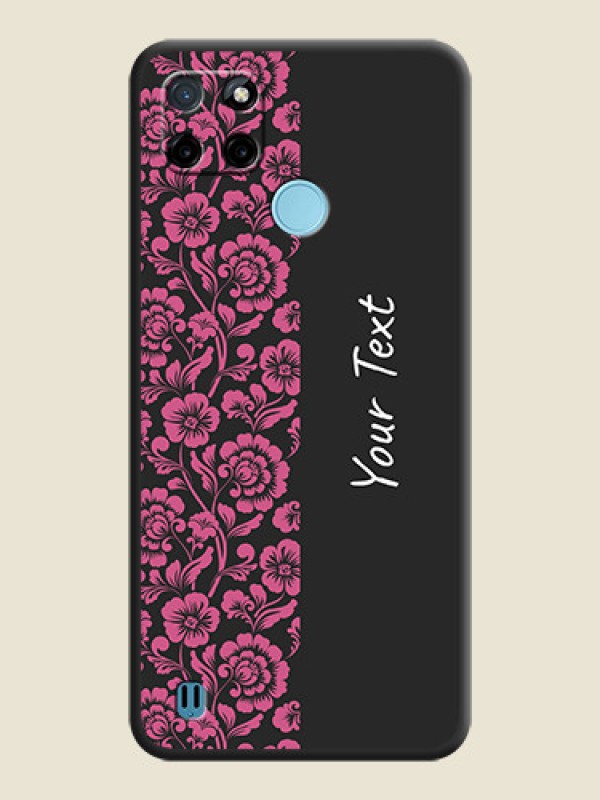 Custom Pink Floral Pattern Design With Custom Text On Space Black Personalized Soft Matte Phone Covers -Realme C25_Y - alternate view
