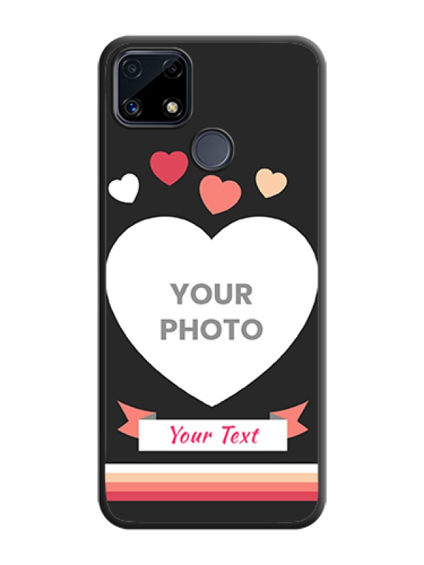 Custom Love Shaped Photo with Colorful Stripes on Personalised Space Black Soft Matte Cases - Realme C25s - alternate view
