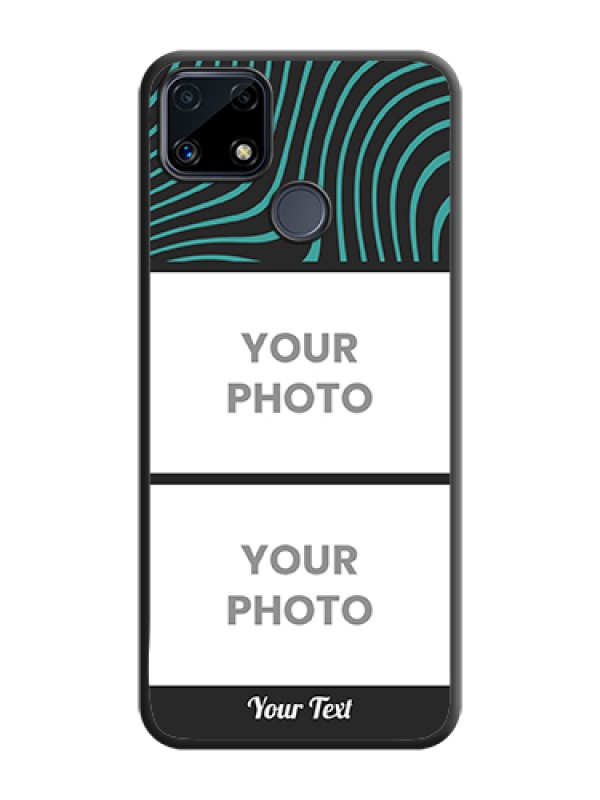 Custom Wave Pattern with 2 Image Holder on Space Black Personalized Soft Matte Phone Covers - Realme C25s - alternate view