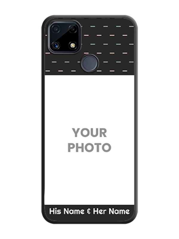 Custom Line Pattern Design with Text on Space Black Custom Soft Matte Phone Back Cover - Realme C25s - alternate view