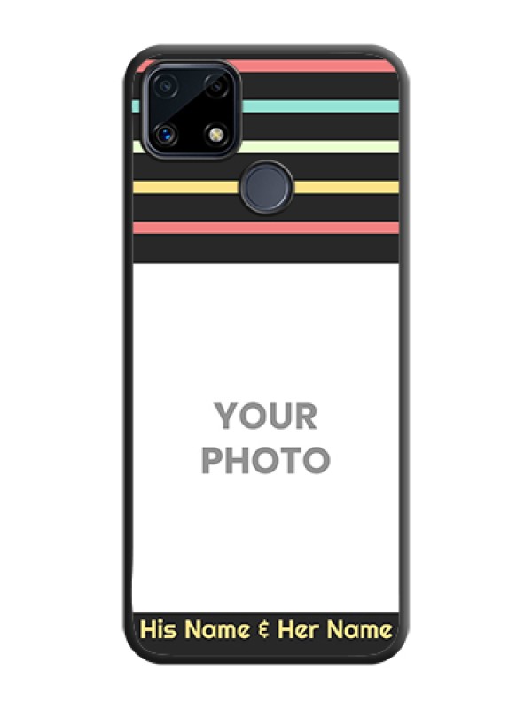 Custom Color Stripes with Photo and Text on Photo on Space Black Soft Matte Mobile Case - Realme C25s - alternate view