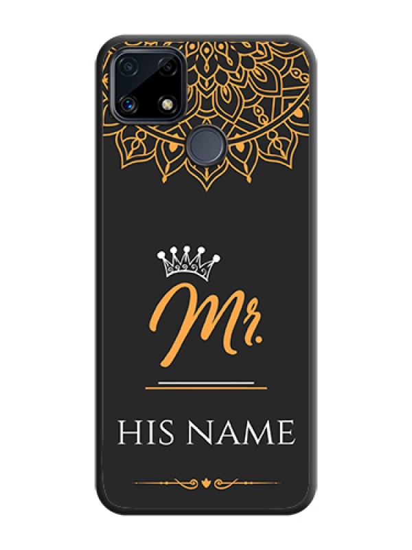 Custom Mr Name with Floral Design  on Personalised Space Black Soft Matte Cases - Realme C25s - alternate view
