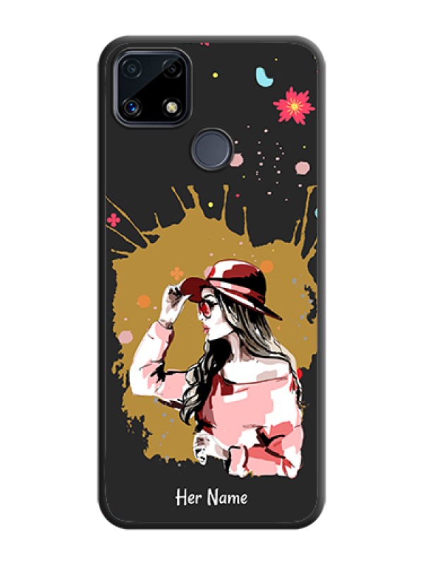 Custom Mordern Lady With Color Splash Background With Custom Text On Space Black Personalized Soft Matte Phone Covers -Realme C25S - alternate view