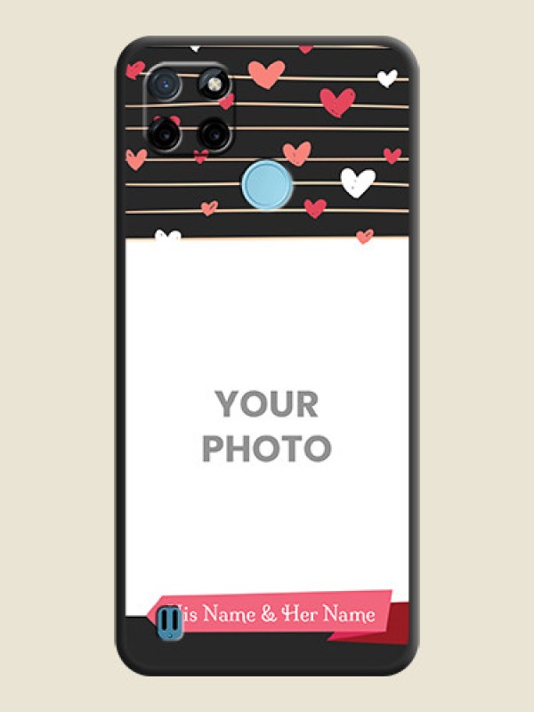 Custom Love Pattern with Name on Pink Ribbon  on Photo on Space Black Soft Matte Back Cover - Realme C25Y - alternate view