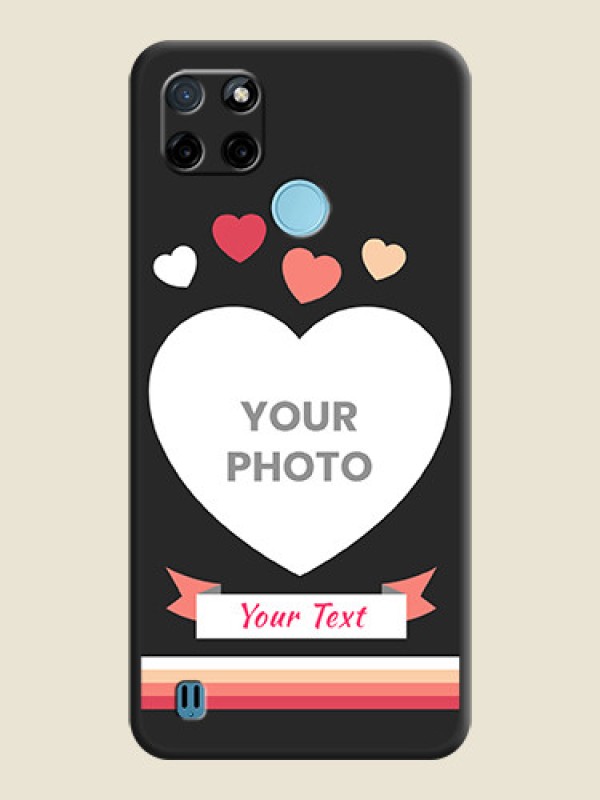 Custom Love Shaped Photo with Colorful Stripes on Personalised Space Black Soft Matte Cases - Realme C25Y - alternate view