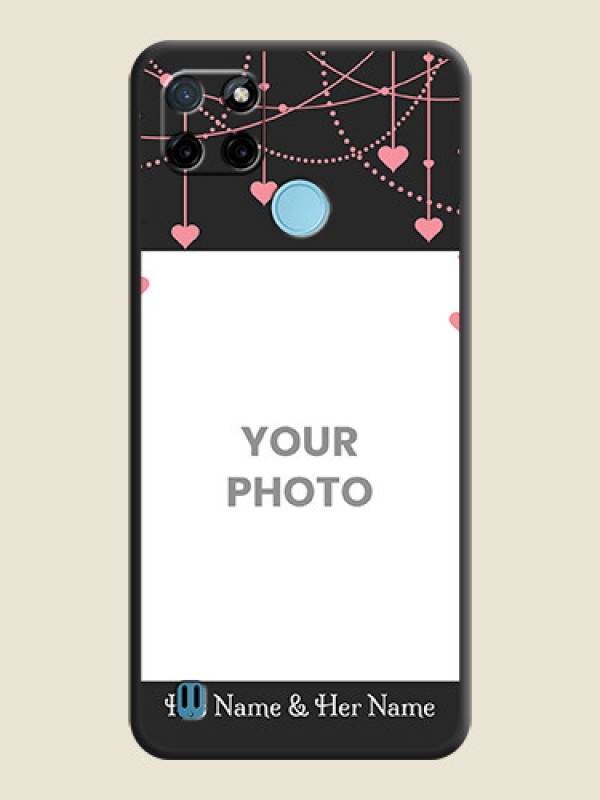 Custom Pink Love Hangings with Text on Space Black Custom Soft Matte Back Cover - Realme C25Y - alternate view