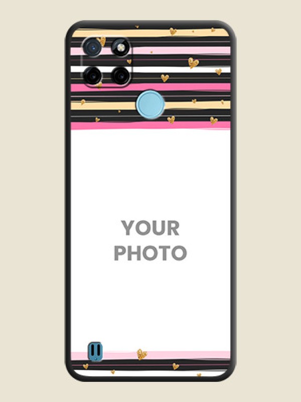 Custom Multicolor Lines and Golden Love Symbols Design on Photo on Space Black Soft Matte Mobile Cover - Realme C25Y - alternate view