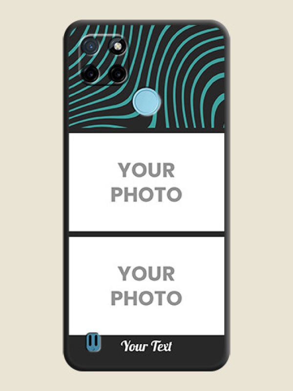 Custom Wave Pattern with 2 Image Holder on Space Black Personalized Soft Matte Phone Covers - Realme C25Y - alternate view