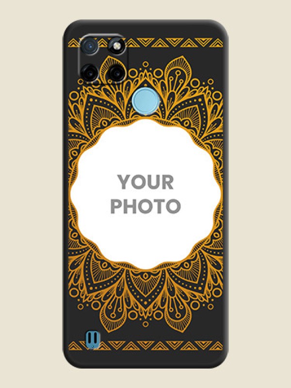 Custom Round Image with Floral Design on Photo on Space Black Soft Matte Mobile Cover - Realme C25Y - alternate view
