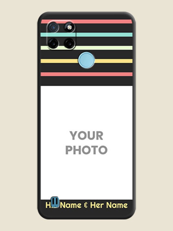 Custom Color Stripes with Photo and Text on Photo on Space Black Soft Matte Mobile Case - Realme C25Y - alternate view