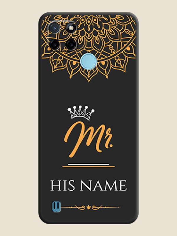 Custom Mr Name with Floral Design  on Personalised Space Black Soft Matte Cases - Realme C25Y - alternate view