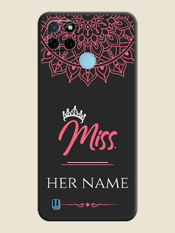 Custom Mrs Name with Floral Design on Space Black Personalized Soft Matte Phone Covers - Realme C25Y - alternate view