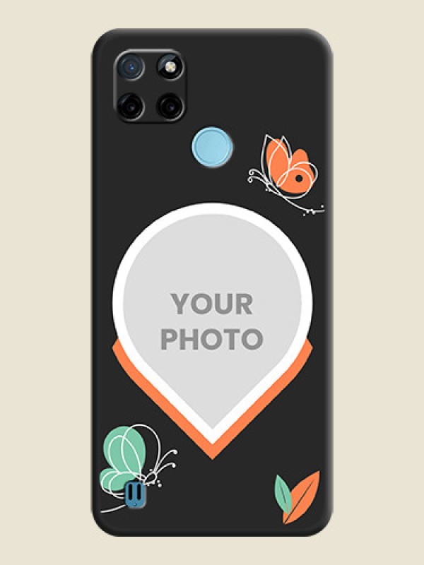 Custom Upload Pic With Simple Butterly Design On Space Black Personalized Soft Matte Phone Covers -Realme C25Y - alternate view