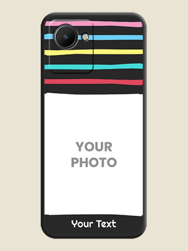 Custom Multicolor Lines with Image on Space Black Personalized Soft Matte Phone Covers - Realme C30 - alternate view