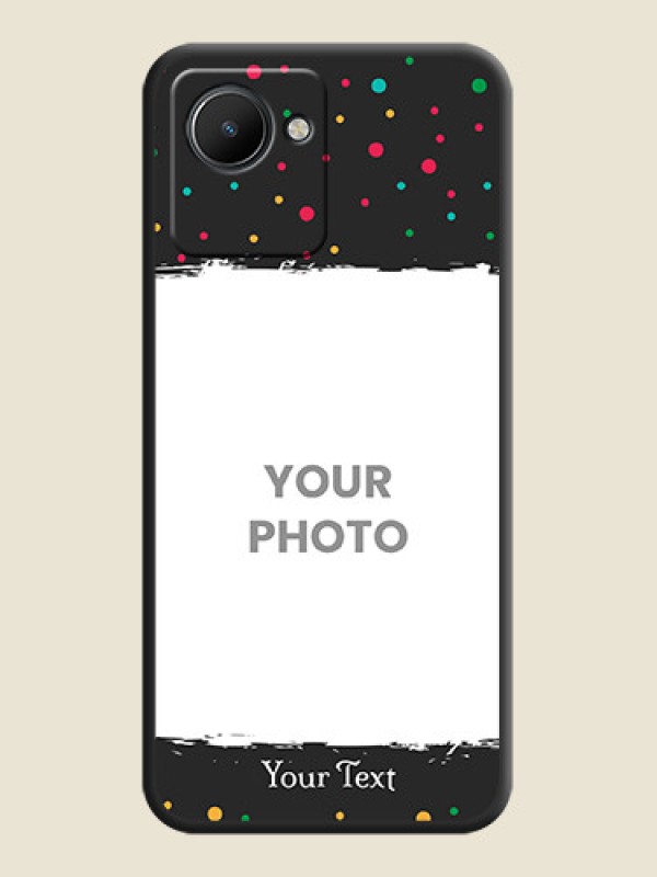 Custom Multicolor Dotted Pattern with Text on Space Black Custom Soft Matte Phone Back Cover - Realme C30 - alternate view