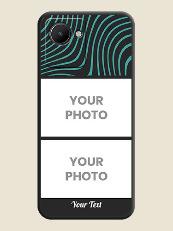 Custom Wave Pattern with 2 Image Holder on Space Black Personalized Soft Matte Phone Covers - Realme C30 - alternate view