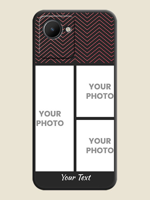 Custom Wave Pattern with 3 Image Holder on Space Black Custom Soft Matte Back Cover - Realme C30 - alternate view