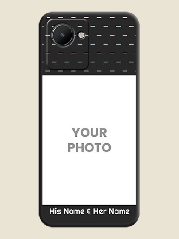 Custom Line Pattern Design with Text on Space Black Custom Soft Matte Phone Back Cover - Realme C30 - alternate view
