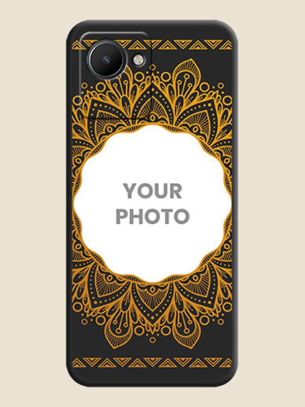 Custom Round Image with Floral Design on Photo on Space Black Soft Matte Mobile Cover - Realme C30 - alternate view