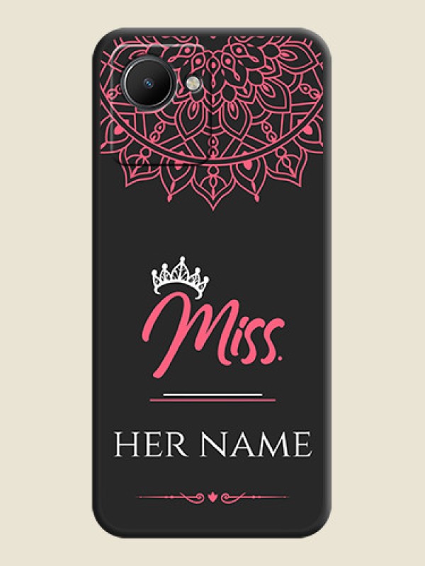 Custom Mrs Name with Floral Design on Space Black Personalized Soft Matte Phone Covers - Realme C30 - alternate view
