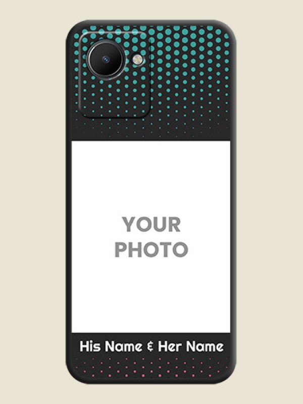 Custom Faded Dots with Grunge Photo Frame and Text on Space Black Custom Soft Matte Phone Cases - Realme C30 - alternate view