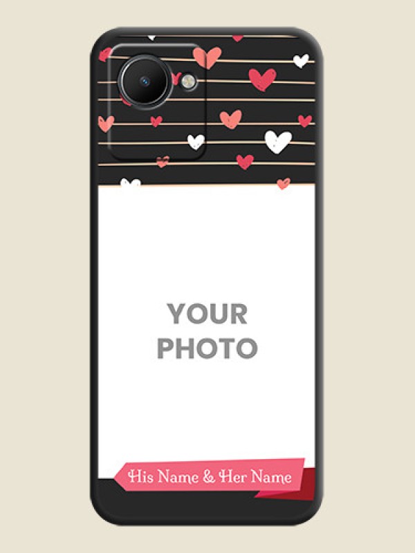Custom Love Pattern with Name on Pink Ribbon  on Photo on Space Black Soft Matte Back Cover - Realme C30s - alternate view