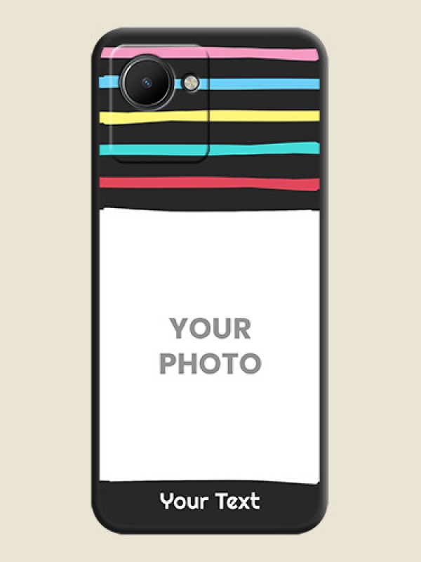 Custom Multicolor Lines with Image on Space Black Personalized Soft Matte Phone Covers - Realme C30s - alternate view