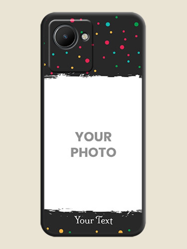 Custom Multicolor Dotted Pattern with Text on Space Black Custom Soft Matte Phone Back Cover - Realme C30s - alternate view