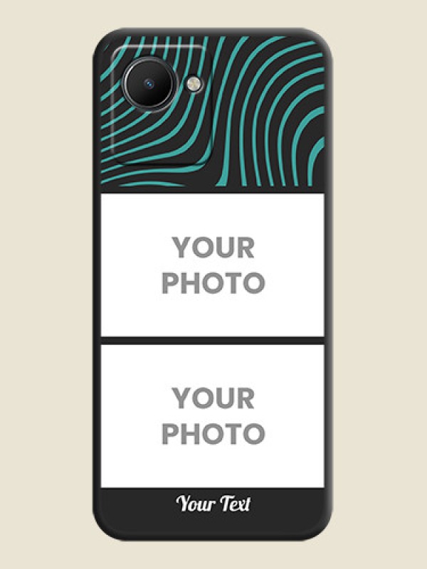 Custom Wave Pattern with 2 Image Holder on Space Black Personalized Soft Matte Phone Covers - Realme C30s - alternate view