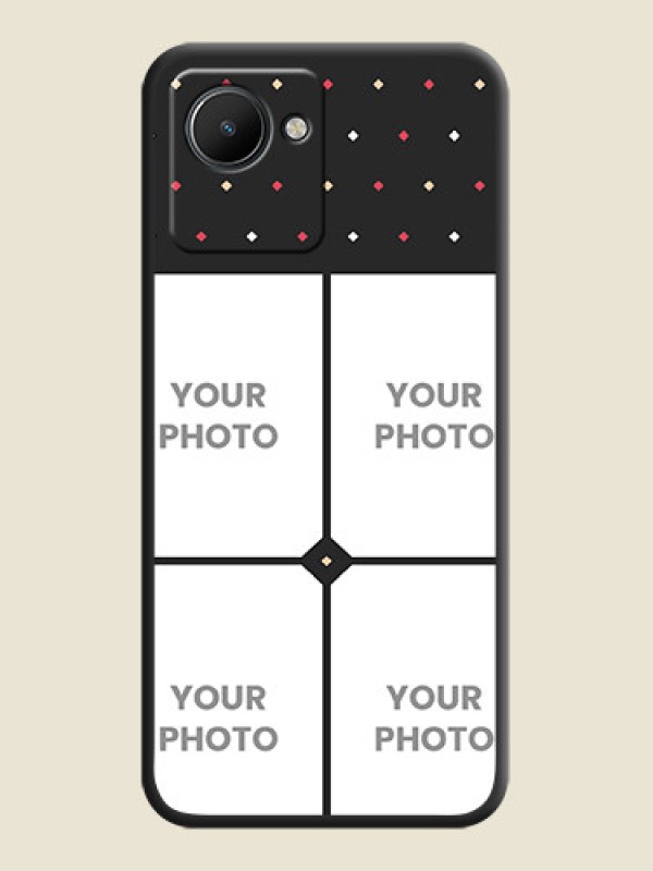 Custom Multicolor Dotted Pattern with 4 Image Holder on Space Black Custom Soft Matte Phone Cases - Realme C30s - alternate view