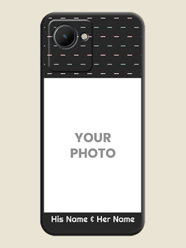 Custom Line Pattern Design with Text on Space Black Custom Soft Matte Phone Back Cover - Realme C30s - alternate view
