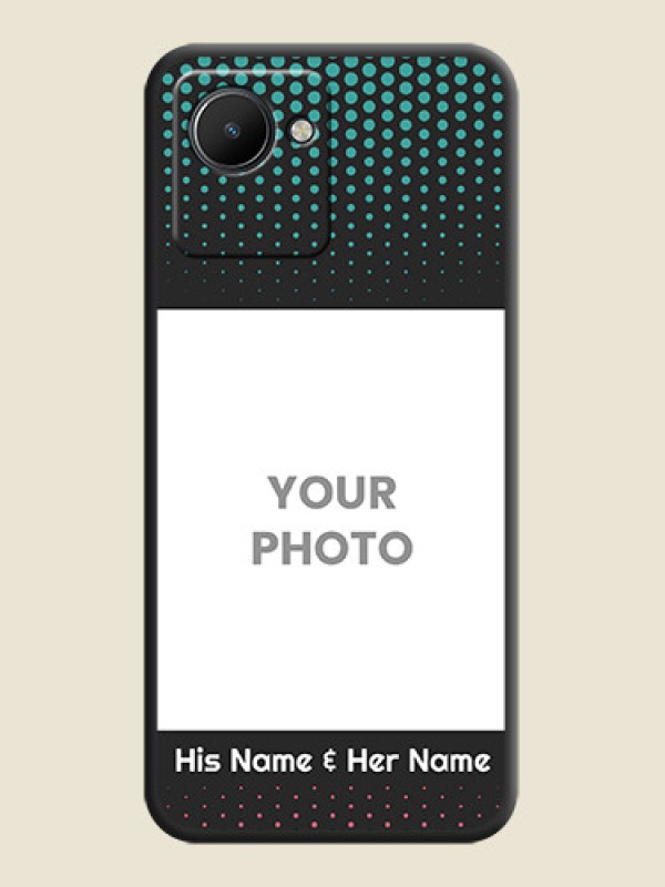 Custom Faded Dots with Grunge Photo Frame and Text on Space Black Custom Soft Matte Phone Cases - Realme C30s - alternate view
