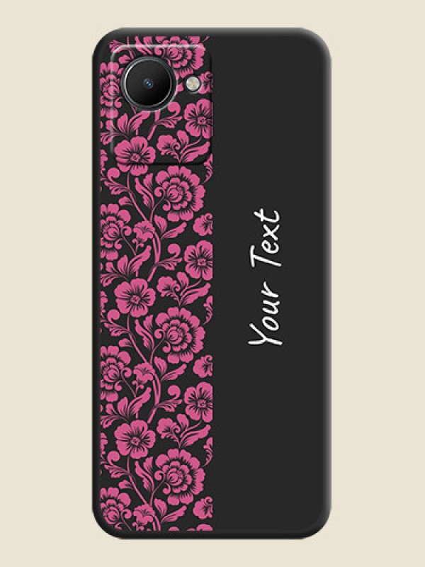 Custom Pink Floral Pattern Design With Custom Text On Space Black Personalized Soft Matte Phone Covers -Realme C30S - alternate view