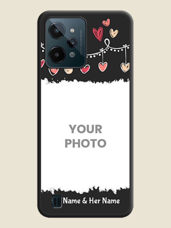 Custom Pink Love Hangings with Name on Space Black Custom Soft Matte Phone Cases - Realme C31 - alternate view