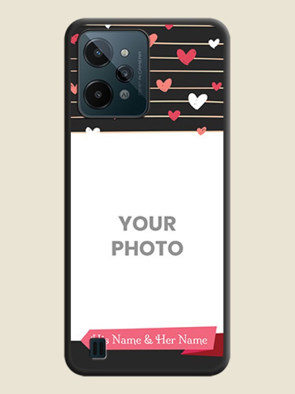 Custom Love Pattern with Name on Pink Ribbon  on Photo on Space Black Soft Matte Back Cover - Realme C31 - alternate view