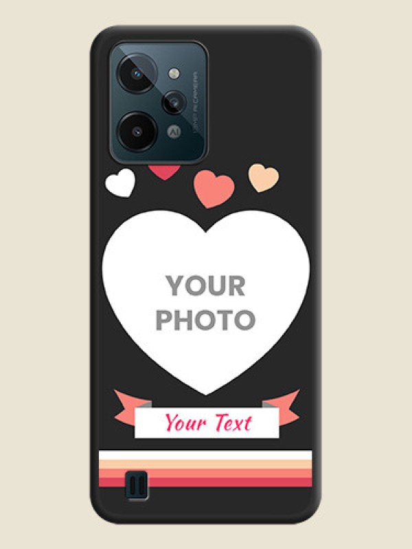 Custom Love Shaped Photo with Colorful Stripes on Personalised Space Black Soft Matte Cases - Realme C31 - alternate view
