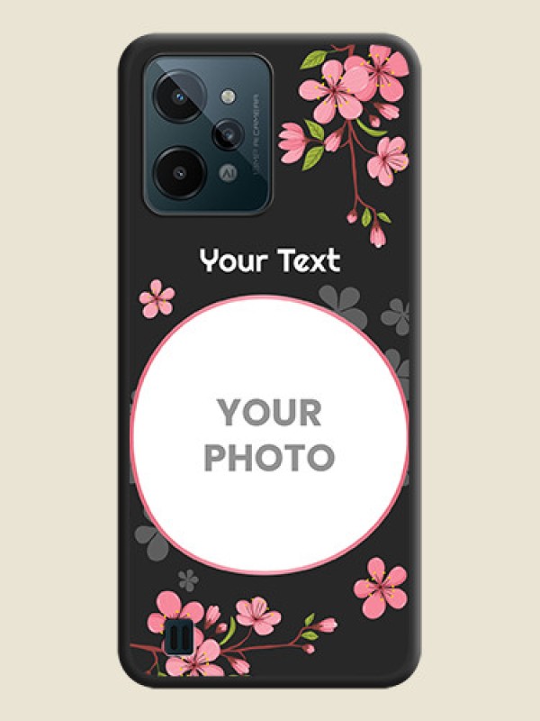 Custom Round Image with Pink Color Floral Design on Photo on Space Black Soft Matte Back Cover - Realme C31 - alternate view