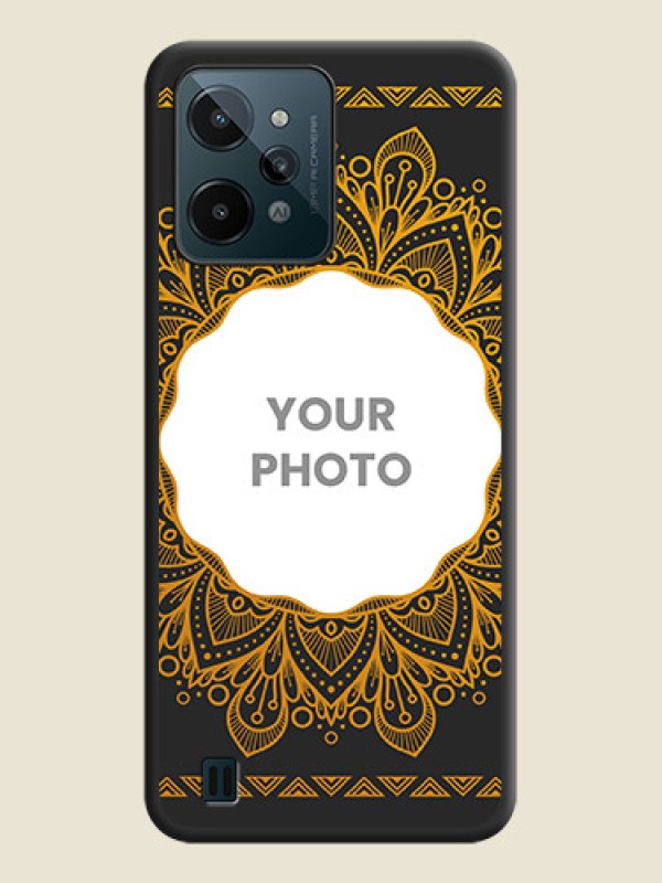 Custom Round Image with Floral Design on Photo on Space Black Soft Matte Mobile Cover - Realme C31 - alternate view