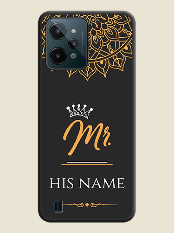 Custom Mr Name with Floral Design  on Personalised Space Black Soft Matte Cases - Realme C31 - alternate view