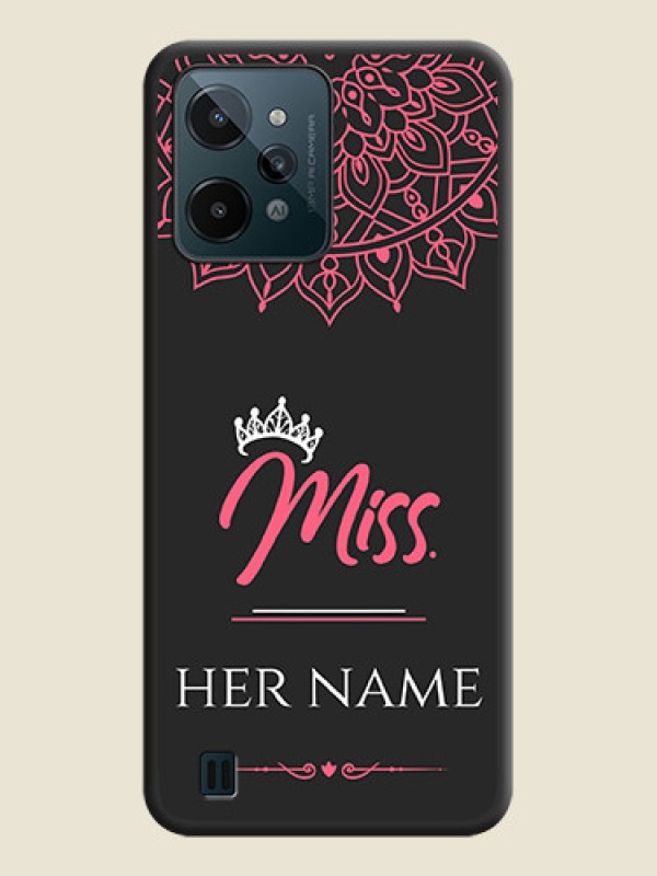 Custom Mrs Name with Floral Design on Space Black Personalized Soft Matte Phone Covers - Realme C31 - alternate view