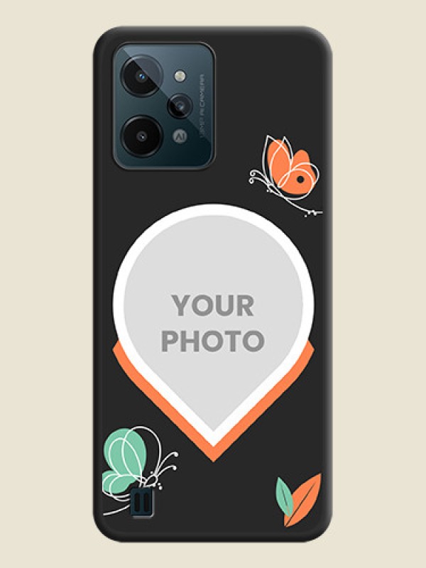 Custom Upload Pic With Simple Butterly Design On Space Black Personalized Soft Matte Phone Covers -Realme C31 - alternate view