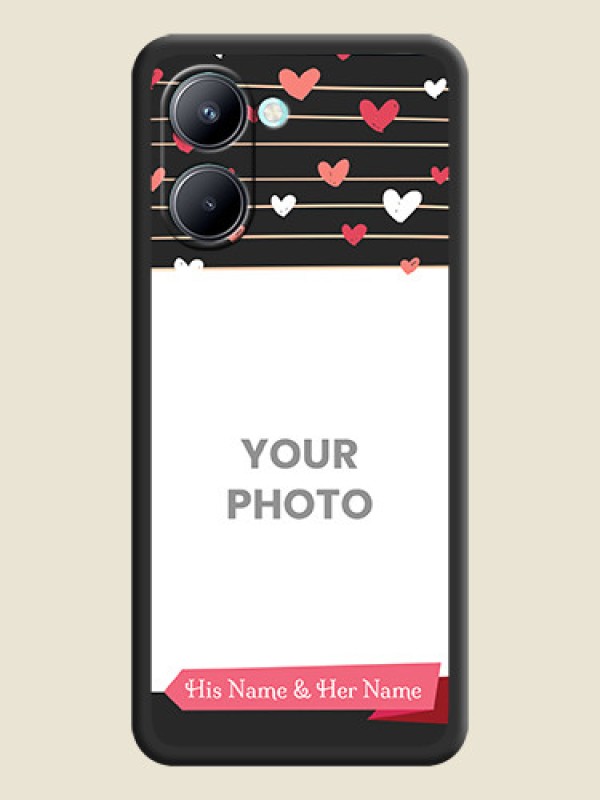 Custom Love Pattern with Name on Pink Ribbon  on Photo on Space Black Soft Matte Back Cover - Realme C33 2023 - alternate view